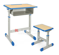 Table d'étude unique réglable pour école primaire ensemble bureau et chaise d'école bureau et chaise en bois pour étudiant unique