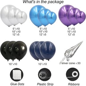 Set di Palloncini Gonfiabili a Tema Spaziale per Decorazioni di Compleanno, Kit con Arco di Palloncini Metallici Argento, Viola e Blu - Product Image 2