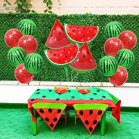 Kit d'arche de ballons ronds en aluminium motif tranches de pastèque rouge et verte, 16 pièces/ensemble, pour décorations de fête sur le thème des fruits d'été