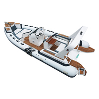 Bateau de pêche électrique gonflable à coque rigide Hypalon de 7 m de long, fabriqué en Chine, avec moteur hors-bord, PVC durable, capacité de 12 personnes