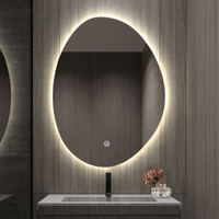 Cermin kamar mandi pintar kustom lampu LED layar sentuh gantungan dinding tidak teratur cermin rias pencahayaan Salon sentuh