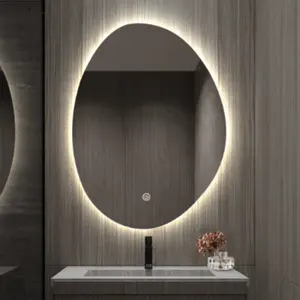 Smart Bathroom Mirror LED Light Touch Screen Wall Hanging Irregular Makeup Mirror Dressing Table Fill Light Mirror