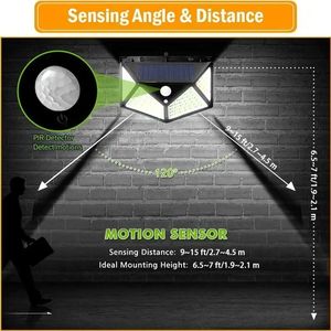 Lampu Taman Tenaga Surya 100LED Outdoor Dengan Sensor Gerak Cerdas Tahan Cuaca Solar IP65 Lampu Outdoor Tahan Air Dengan Sudut Lebar - Product Image 6