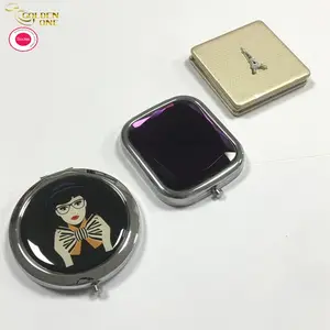 Petit miroir de maquillage pliable et Portable en cuir rose, avec poche magnétique personnalisée, pour femmes, Compact, cadeau, Offre Spéciale