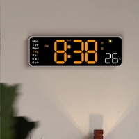 Reloj de Pared Digital LED Moderno para Decoración del Hogar, Multifuncional, con Brillo Ajustable, Temporizador y Visualización del Clima