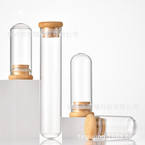 Glass Wishing Bottles 30mm Bamboo Stopper Transparent Round DIY Craft Supplies Empty Drifting Bottle For Handmade Star Bottles - Product Image 1