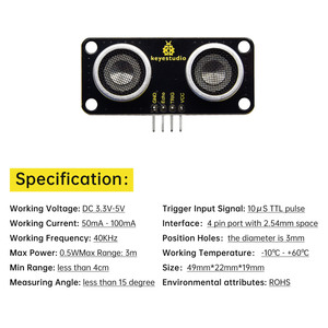 Capteur à ultrasons KS0504 Keyestudio SR01 V3 pour <span class=keywords><strong>Arduino</strong></span> pour Microbit - Product Image 4