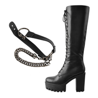 Bottes d'hiver à talon bloc noir pour femmes, chaussures de neige