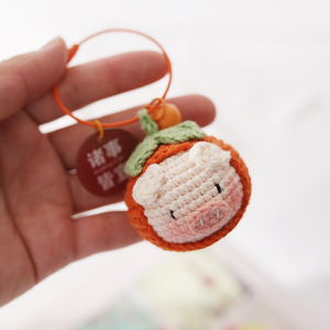 Nouveau pendentif cochon en kaki tissé à la main <span class=keywords><strong>2021</strong></span>, petit accessoire en laine crochetée, décoration de sac faite à la main - Product Image 2