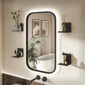 Étagère murale en métal Runa, noir mat, acier thermolaqué, style industriel moderne, étagères murales pour le salon, la chambre à coucher, rangements - Product Image 3
