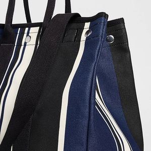 Custom <b>Large</b> Waterproof <b>Canvas</b> Striped Tote <b>Bag</b> for Women Portable Embroidered Cotton Shoulder <b>Bags</b> Spring Summer Autumn Winter - Product Image 2