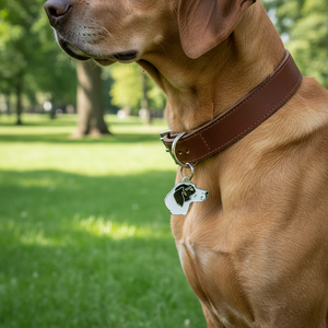 Medaglietta identificativa per cani in smalto bianco e nero con indicatore di direzione - Product Image 3