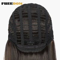 Wig Sintetis FREEDOM Model Bob Pendek untuk Rambut Pirang Muda untuk Rambut Pirang untuk Lace Pirang Muda 12 Inch Cosplay Belah Tengah Wanita