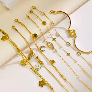 XIXI marchio di dichiarazione impermeabile in oro placcato 18K in acciaio inossidabile misto accessori da <span class=keywords><strong>donna</strong></span> trifoglio gioielli di moda braccialetti a catena - Product Image 4