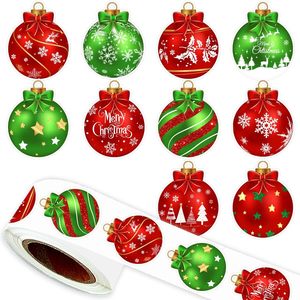 500 stuks rol rood groen kerstbalsticker voor kleine bedrijven vakantie cadeau decoratie ornament vorm zelfklevend papier - Product Image 1