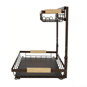 Étagère de rangement en fil métallique à double couche extractible sous l'évier, durable et facile d'accès, pour l'organisation de la cuisine - Product Image 3