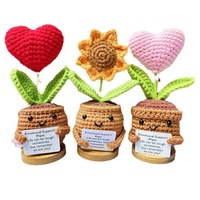 Pendentif en laine au crochet Tournesol Émotion Positive, tricoté à la main, avec expression amusante, bijou artisanal pour Noël et la remise des diplômes