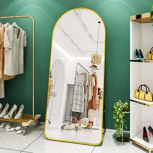 Miroir sur pied portable grand format avec cadre en fer forgé cintré Art Déco doré de luxe, taille personnalisable, éclairage LED, résistant à l'eau pour - Product Image 5