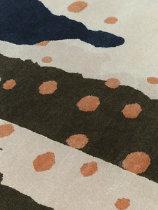 Axioma Hand Tufted New Zealand Wool <b>Rug</b> by Rugfine – Premium Ivory Navy & Terracotta Multicolor Handmade Area Carpets - Product Image 3