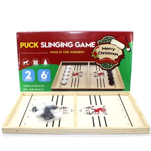 CHRT Fast Sling Puck Jeu de table Super Table Top Hockey Gagnant Sling Puck Jeu de société en bois Paced Foosball Slingshot Game