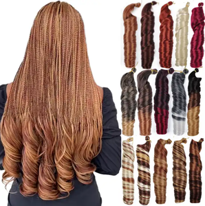 Échantillon gratuit 150g 14 '18 '24inch boucles françaises tressage <span class=keywords><strong>cheveux</strong></span> haute température fibre synthétique crochet <span class=keywords><strong>cheveux</strong></span> tresse africaine <span class=keywords><strong>meches</strong></span> - Product Image 2