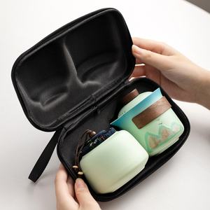 Service à thé de <span class=keywords><strong>voyage</strong></span> en céramique chinoise, portable, pour l'extérieur, théière Kung Fu avec une théière et trois tasses pour le camping et les amateurs de thé - Product Image 2