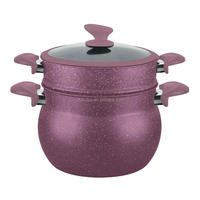 Offre Spéciale nouveau à la mode noir blanc points 2 couches antiadhésif Induction Base en aluminium Couscous vapeur Pot