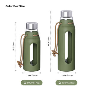 Groothandel Milieuvriendelijk Herbruikbaar 500Ml Borosilicaatglas Drinkflessen Met Riem En Roestvrijstalen Deksel - Product Image 5