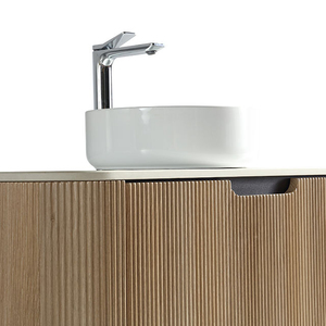 Juego de Muebles de Baño de Madera Contrachapada Rústica Curvada y Acordonada de 40 Pulgadas, Resistente <span class=keywords><strong>al</strong></span> Agua, con Lavabo de Cerámica y Espejo LED, Venta <span class=keywords><strong>al</strong></span> Por Mayor - Product Image 4