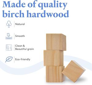 Bloques de Madera para Manualidades, Cubos de Madera Maciza sin Acabado, Bloques Cuadrados Naturales en Blanco para Decoración de Baby Shower, Manualidades, Rompecabezas, Sellos - Product Image 3