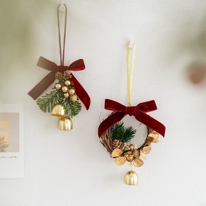 Recién llegado, cascabeles de Metal con piña, lazo rojo, decoración de árbol de Navidad para el hogar, adornos colgantes - Product Image 1