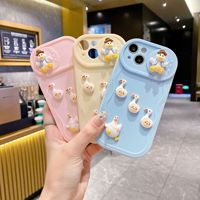 DIY Phone Grip Compatible Soft Shell pour Canard pour iPhone X/16/14 Case TPU Wave Push Window Sliding Mobile Phone