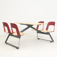 Ensemble table et chaises de salle à manger contemporain et écologique pour 4 personnes, avec structure en acier, conforme aux normes ANSI/BIFMA, idéal pour restaurants, hôtels, écoles et centres commerciaux