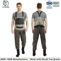 Waders unisexes respirants et imperméables légers avec chaussettes intégrées pour la pêche, bottes de pêche à la poitrine pour la chasse au canard et la pêche à la mouche