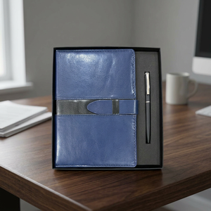 Set de Regalo de Agenda A5 de Cuero PU con Bolígrafo Metálico, Cuaderno de Tapa Dura con 100 Hojas y Estampado UV para Oficina Corporativa, Negocios y Promociones - Product Image 3