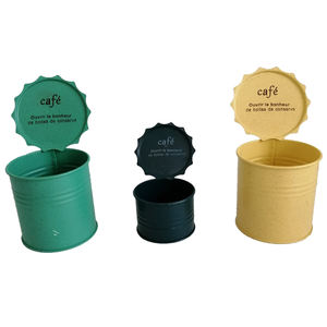 Mini pot en métal galvanisé avec couvercle en métal cactus succulent bonsaï pour fleurs et jardin mini conteneur pour plantes avec couvercle en métal - Product Image 1