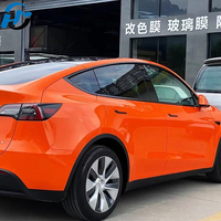 Approvisionnement direct d'usine PET TPU moulé Super brillant cristal soleil Orange voiture Wrap vinyle complet 1.52x18M/5x60FT rouleau voiture autocollants