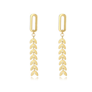 Pendientes de acero inoxidable de estilo europeo y americano, pendientes con diseño de hojas de <span class=keywords><strong>trigo</strong></span> cruzadas y de viento frío, 2022 - Product Image 6