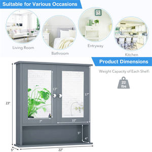 Meuble de salle de bain gris avec miroir Collection de miroirs de bain élégants DB - Product Image 3