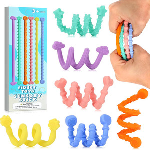 New Arrived 6 <b>Pack</b> Silicone Sensory <b>Fidget</b> Stick Toys Anxiety Relief Stretchy Sticks - Product Image 1