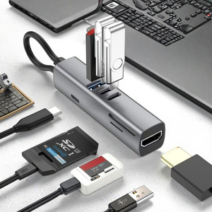 Hub USB C 7-en-1 avec HDTV 2.0 PD 100W alimenté USB 3.0 USB 2.0 <span class=keywords><strong>SD</strong></span> TF lecteur de carte <span class=keywords><strong>adaptateur</strong></span> multiport en aluminium pour <span class=keywords><strong>Mac</strong></span> PC - Product Image 4