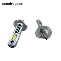 Autodragons Fanless GS 7035 Puce LED 8000LM 6000K Blanc 15W Plaque Non Polaire Sans Canbus Ampoule LED H1 Phare de Route Ampoule LED H3 Phare Antibrouillard