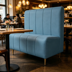 Canapé de restaurant moderne et simple avec logo personnalisé, chaise de salle à manger en cuir PU de luxe pour galerie d'art, café - Product Image 6