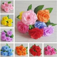 Bouquet de fleurs artificielles en soie multicolores pour la décoration de mariage et de fête, fleurs en soie réalistes, prix d'usine
