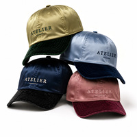 Gorra de Béisbol de Satén de Alta Calidad con Visera de Terciopelo en Contraste, Letra Bordada, Unisex, Estilo Duckbill, Logotipo Personalizado, OEM, ODM