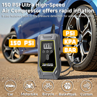 New Cordless Tire Inflator Air Compressor Car Jump Starter 600A, Safe Car Jumper Starter Portable Jump Box with Display, Light