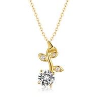 Collier pendentif pour femme en argent S925, motif branche et feuille naturels, chaîne en bambou, pierre centrale, style sportif, article le plus vendu