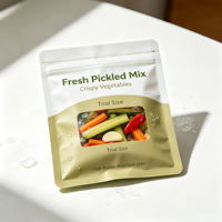 Sachets refermables personnalisés imprimés en couleur pour légumes marinés