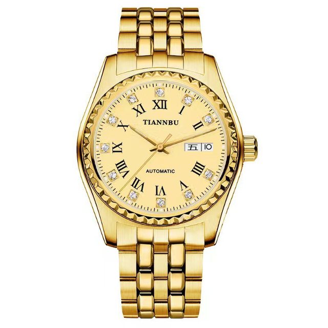 Full Automatic Watch Men's Stainless Steel Watch with Crystals  Luxury and Classic Watch Cheap Price High Quality