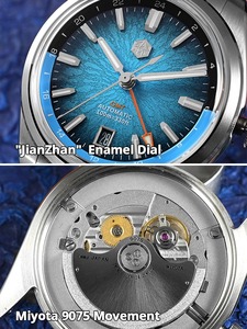 Orologio San <span class=keywords><strong>Martin</strong></span> SN0144BGX 39mm in Smalto JianZhan GMT Miyota 9075, Orologio di Lusso Gada da Uomo, Automatico Meccanico, Stile Cinese - Product Image 5